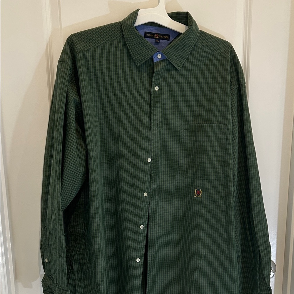 Tommy Hilfiger Men's Dark Green Button Down Shirt XL